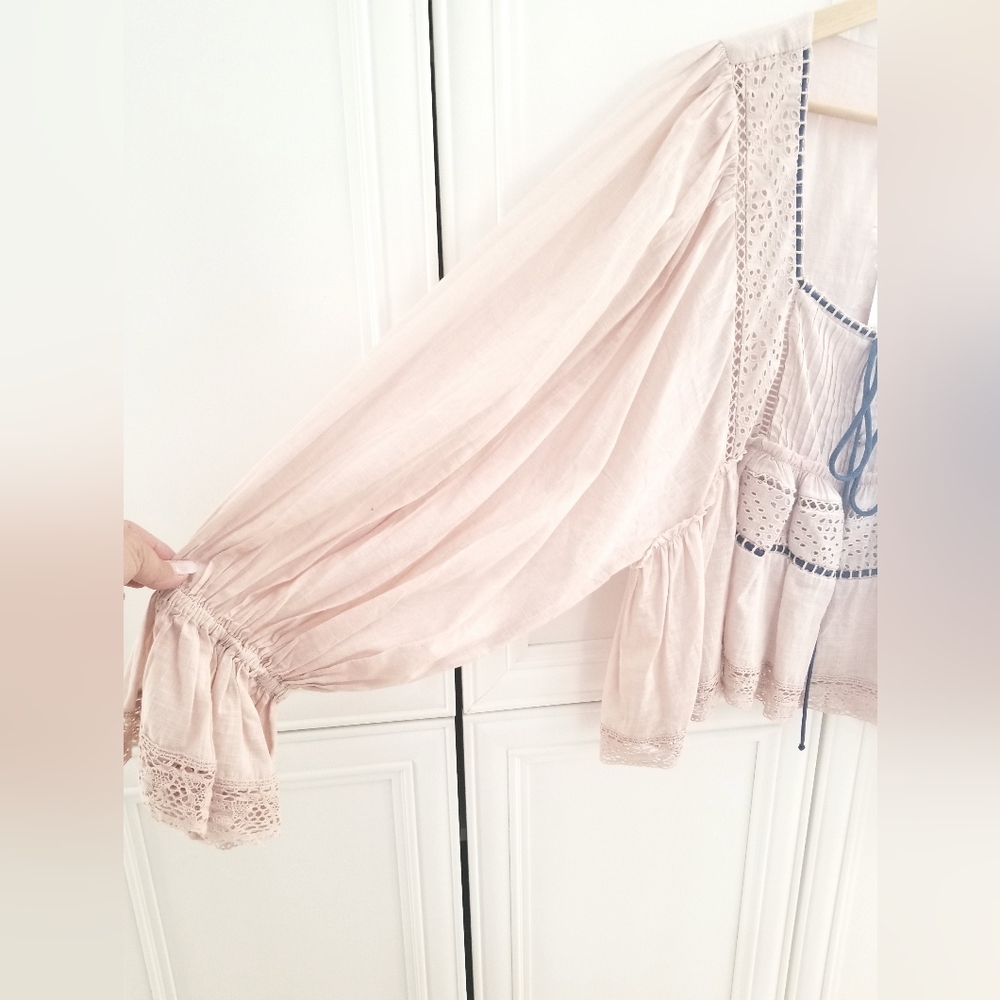 Anthropologie Sz M Billowy Peasant Blouse Rose/blush Colour - Picture 3 of 10